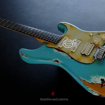 Fender Stratocaster American Deluxe Daphne Blue HSS Made in USA Relic Aged image 3