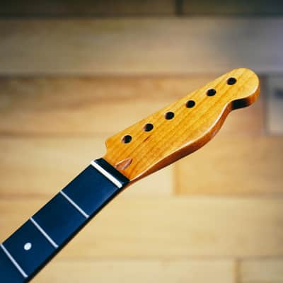 Telecaster Neck – Roasted Maple & Blackwood | 22 Frets | Light Gloss Finish | Bone Nut image 3