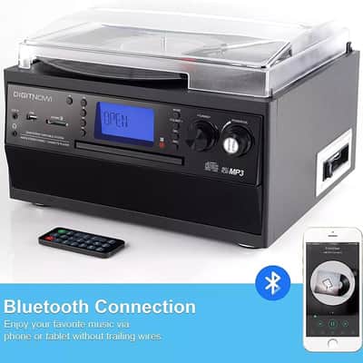 Bluetooth Record Player Turntable with Stereo Speakers, CD Recorder, Vinyl to MP3 – M504 image 2