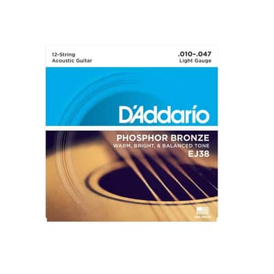D'Addario EJ38 12-String Phosphor Bronze Acoustic Guitar Strings, Light, 10-47 image 1