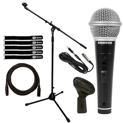 Handheld Dynamic Vocal Microphone w XLR 1/4" Cable Clip On/Off Switch & Stand image 1