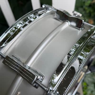 All Original Ludwig Acrolite 5x14" 8-Lug Aluminum Snare Drum w/ Rounded Blue/Olive Badge image 12