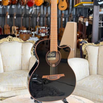 LAG T118ACE BLK Tramontane 118 Auditorium Cutaway Electro Black image 1