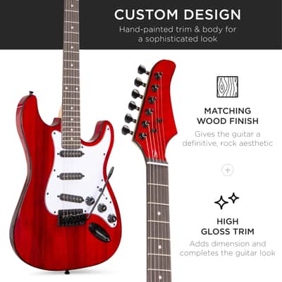 Best Choice Products Beginner Electric Guitar Kit w/ Case, 10W Amp, Tremolo Bar - 39in-3 Color Sunburst image 23