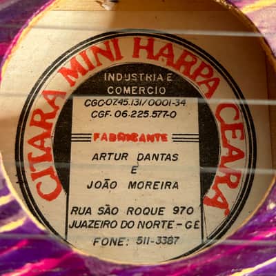 Artur Dantas & João Moreira Citara Mini Harpa | Vintage 15-String Lap Harp 1970s - Striped Maroon - With Sheet Music image 9