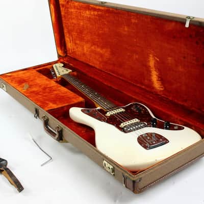 1962 Fender Jaguar Factory Custom Color OLYMPIC WHITE Pre-CBS w Original Brown Case & Strap image 3