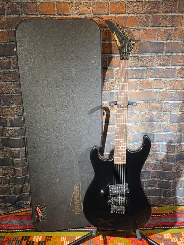 Vintage 1980s Kramer F-1000 Left-Handed Black w/ OHSC image 1