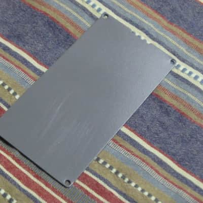 used Boss bottom plate (NO: rubber padding,label,serial number) for compact sized pedal - specifically from mid 1980s - metal, OUTER side: semi-gloss gray fiish / INNER side: flat gray finish -- back end has factory made small cut out for power jack image 8