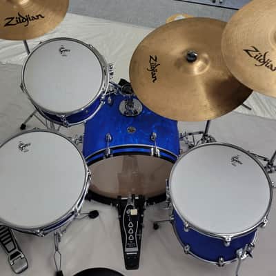 Gretsch Catalina Club 20/12/14 Drum Kit – Blue Satin Flame – Complete Turn-Key Set w/ Zildjian Cymbals – Barely Used image 2
