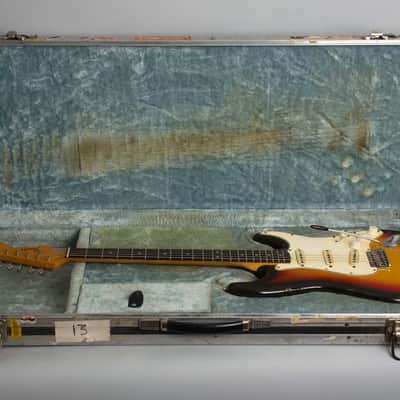 Fender  Stratocaster Solid Body Electric Guitar (1965), ser. #L77176, vintage road case. image 10