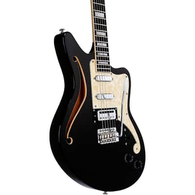 D'Angelico Premier Series Bedford SH Limited-Edition Electric Guitar with Tremolo Regular Black Flake image 5