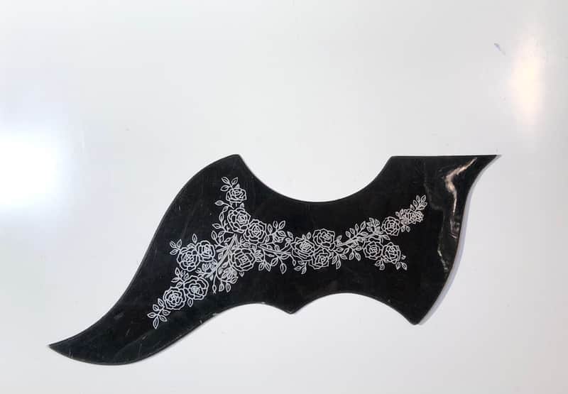 Teisco Del Rey Vintage Batwing Acoustic Pickguard Roses Vines 1960’s Black/Silver image 1
