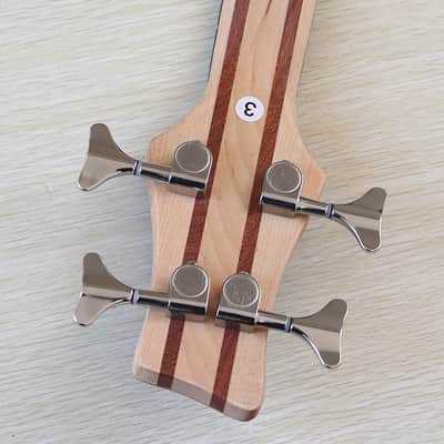 Red Custom 4 String Electric Bass, Ash Wood Body, Maple Neck, 24 Frets Fingerboard image 9