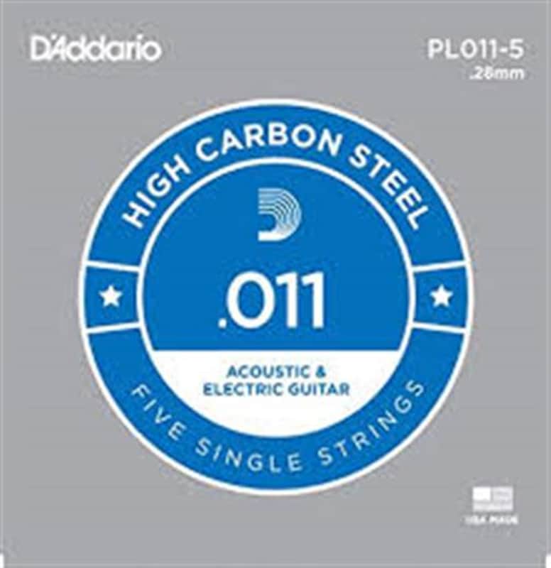 D'Addario PL011 Plain Steel Guitar 5 Pack .011 image 1