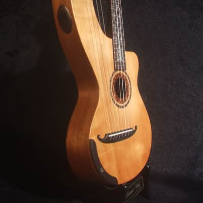 Handcrafted Baritone HARP Ukulele, Solid Spruce & Acacia, MOP Abalone Inlay, Hard Case, Bruce Wei HU20-2048 image 10