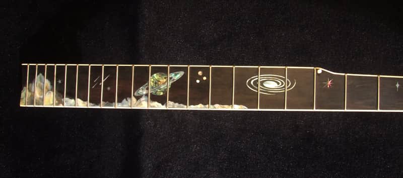 Handcrafted 5 String Banjo Neck, Solid Mahogany & Hard Maple Planet Inlay, Heel Carved, Bruce Wei BN-2022 image 1