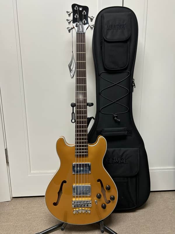 Warwick RockBass Star Bass 5-String Semi-Hollow Bass Guitar 2025 - Metallic Gold High Polish image 1