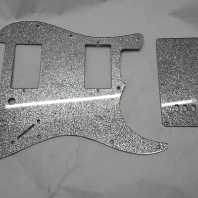 Platinum Silver Sparkle Glitter HXH HH pickguard + trem cover set Fits Fender Strat Stratocaster image 1