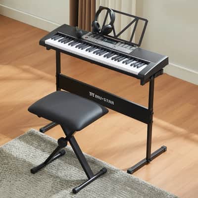 MUSTAR Black 61Key Lighted Up Electric Piano Keyboard Bench,Headphone,Microphone image 9