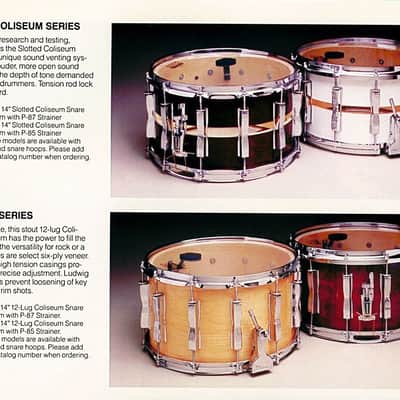 Ludwig 14"Coliseum 12-Lug Resonant Twin-Channel Die-Cast Rim/Hoop Snare Drum 80s image 10