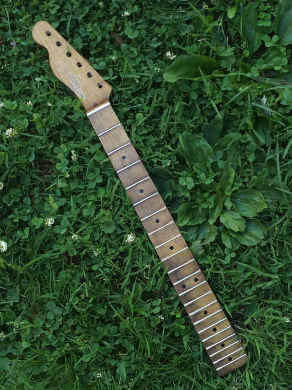 Lefty Musikraft Custom 50s V Profile Relic Tele Guitar Neck Amber Bone Nut Maple image 1
