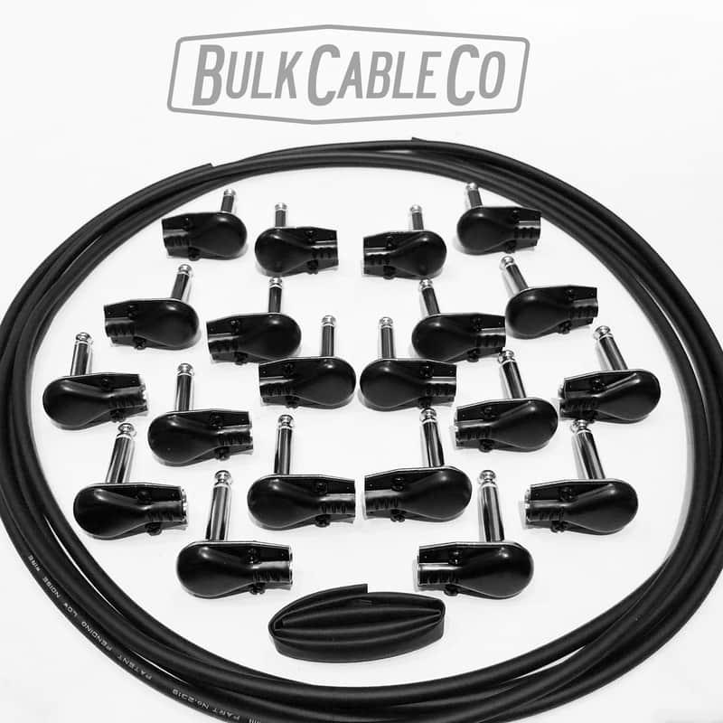Patch Cable Kit - 10 FX Pedal Board Cables - Mogami 2319 - Pancake Connectors - Black Covers - DIY image 1