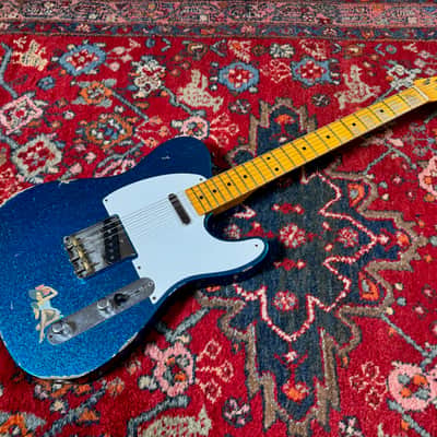 Fender Custom Shop Double Esquire Relic LTD 2015 Aged Sparkle Blue image 1