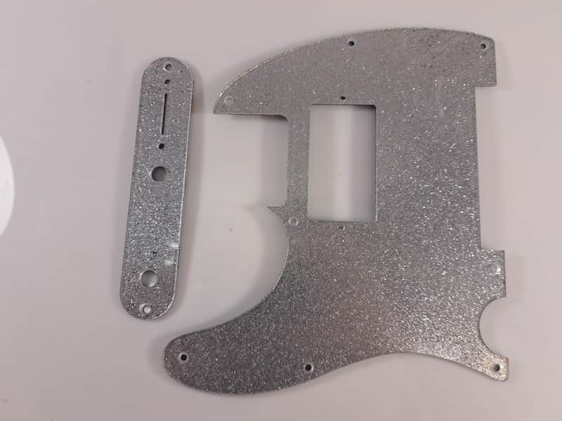 Lefty Left Handed Platinum Silver Glitter Humbucking Pickguard + Control Cover set for Fender Tele Telecaster image 1