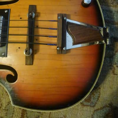Teisco, Apollo, Hofner Violin Franken-Beatle Bass with Scroll Headstock image 6