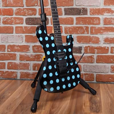 Kramer Original Collection NightSwan Black with Blue Polka Dot 2022 w/Gator Hardshell Case image 3