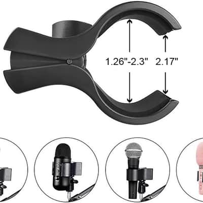 Large Microphone Clip with Adapter Adjustable Microphone Holder for Handheld and Large Diameter Microphones with OD from 1.26" to 2.3" for Stage Church Studio, 1PC image 2