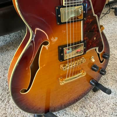 D'Angelico Excel EX-SS Semi-Hollow with Stop-Bar Tailpiece, 2016 Iced Tea Burst image 2