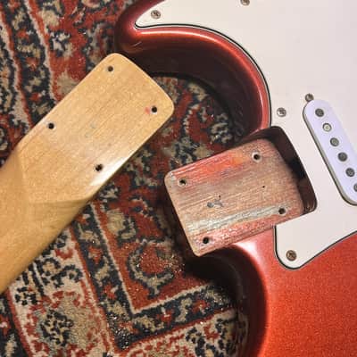 ULTRA RARE 1978 Greco ORDER MADE (Fretboard BINDING, 12" Radius Fretboard = GIBSON FEEL, Chunky D-Shape Neck) SE-600 Super Sounds (Burgundy Mist / Candy Apple Red Metallic + Matching Headstock) ... Maxon Excel PU-100 CLONE pickups + ORIGINAL HARD CASE image 17