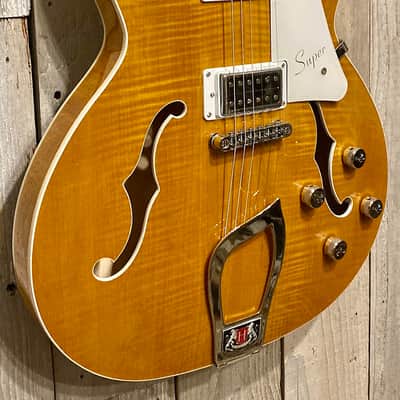 New Hagstrom SUVIK-DDL Super Viking Semi-Hollow Dandy Dandelion, Amazing Flame Maple, Support Small Business and Buy It Here! image 3