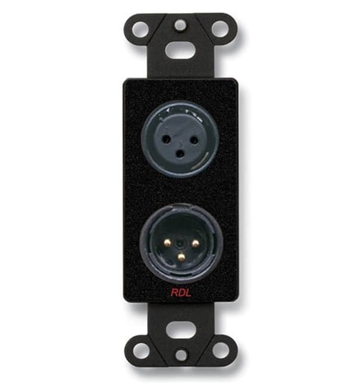 RDL DB-XLR2 XLR 3-pin Female and 3-pin Male on D Plate, Terminal Block, Black image 1