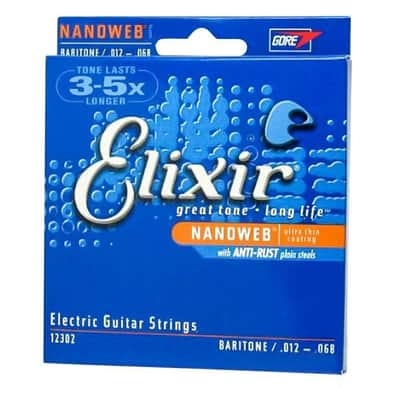 Elixir 12302 Nanoweb Nickel Plated Steel Baritone Electric Guitar Strings (12-68)
