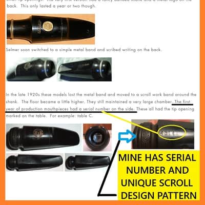 RARE SERIAL NUMBER ONLY ON 1ST YEAR SELMER AIR FLOW ( UNIQUE )SCROLL ALTO SAXOPHONE HARD RUBBER MOUTHPIECE LARGE CHAMBER B STAR FREE SHIP ORG. FACE EXCELLENT image 4