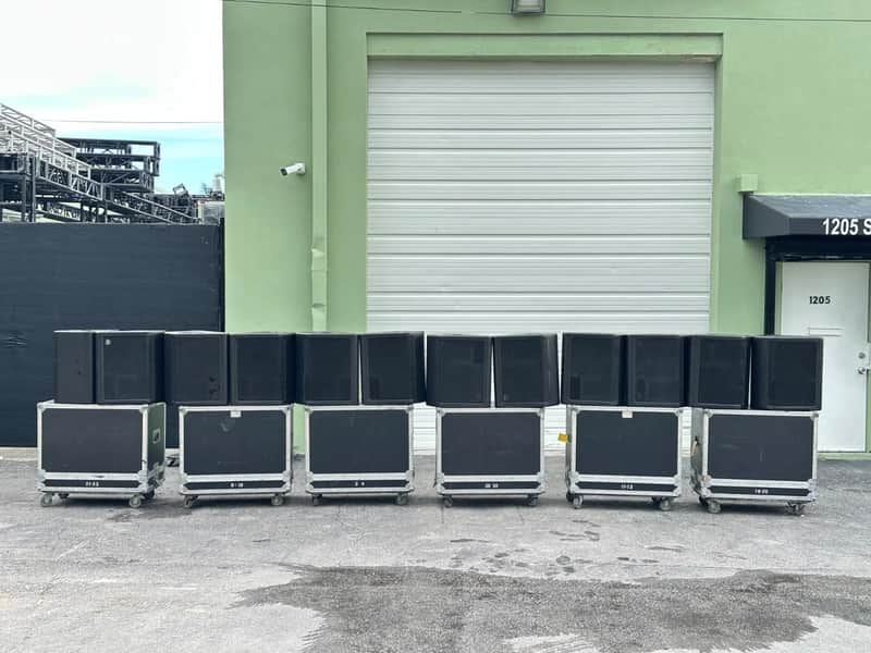 (8) Clair Brothers 12AM 12" Stage Monitor Wedges w/ Port Road Case #143 THS image 1