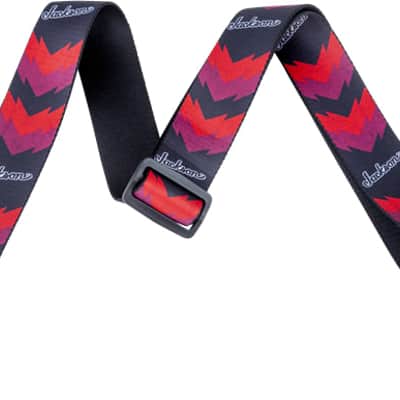 Genuine Jackson Logo Guitar Strap with Double V Pattern, Black/Red image 3