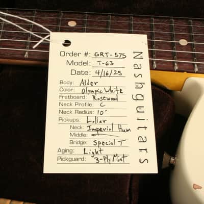 Nash T-63 Olympic White Lollar Pickups Imperial Humbucker Neck GRT-575 image 13