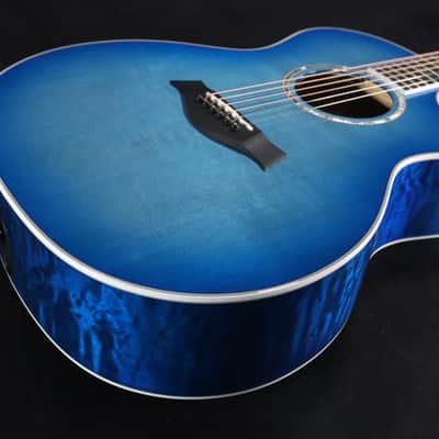 Taylor Custom Shop Grand Auditorium BLACK LABEL Spruce Top Quilt AAA Maple Back & Sides with Hardcase Transparent Blue 093 image 2