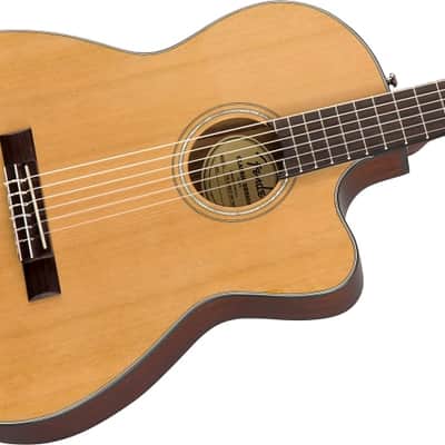 Fender CN-140SCE Nylon Thinline Acoustic Electric Guitar. Walnut FB, Natural w/Case image 3