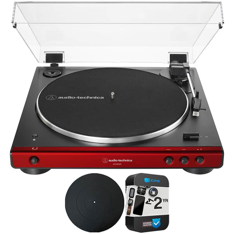 Audio-Technica AT-LP60XBT-RD Belt-Drive Bluetooth Turntable + Mat & 2Yr Warranty image 1
