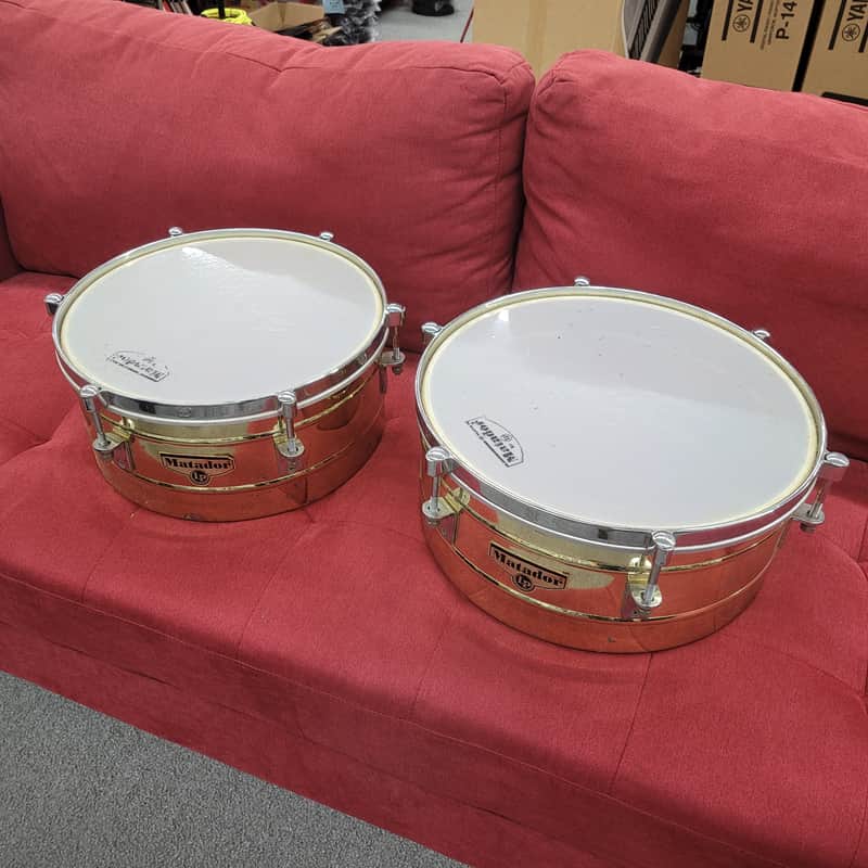 Latin Percussion Matador Series 14/15" Brass Timbales - Brass/Chrome image 1