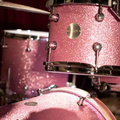 Click Icon 4pc Maple Drum Set Satin Pink Sparkle Shell Pack 18 14 10 14 image 15
