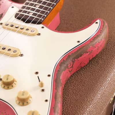 Fender Custom Shop 1962 Stratocaster Ultimate Relic Faded Coral Pink Masterbuilt Andy Hicks image 11