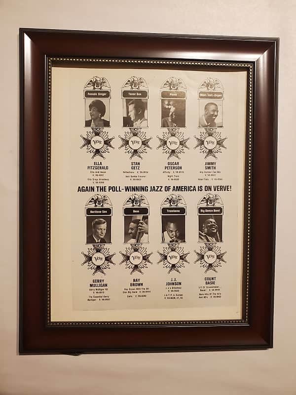 1963 Verve Records Promotional Ad Framed Ella, Stan Getz, Jimmy Smith, Count Basie Original image 1