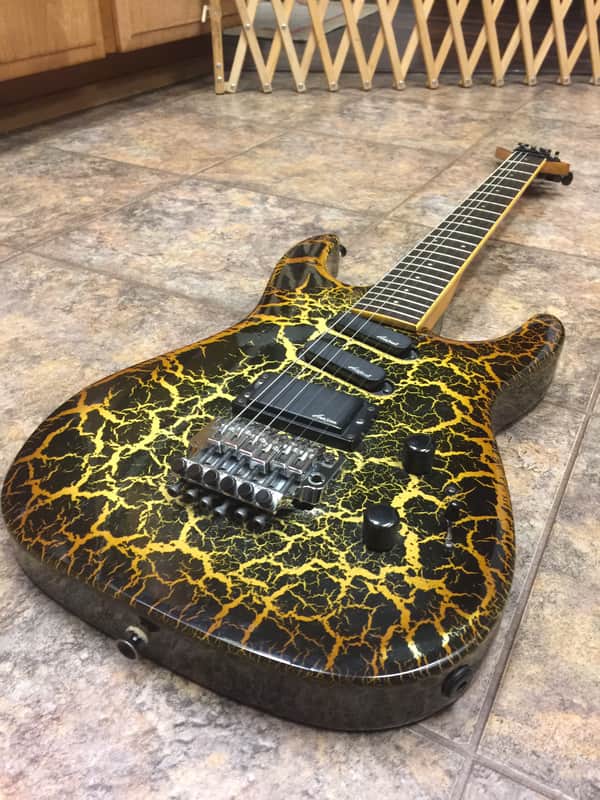 Aria Pro 2 XR-ST-3 1885-1987 Orange Yellow Black Crackle | Reverb