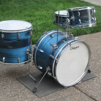 Tempro Vintage 1960s Drum Kit, Japan Made, Blue/Black Strata, Very Clean & Cool! image 3