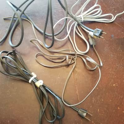 Lectroloid one (1) 117V Power Cord Electric Cable cut Silvertone, Webcor Vintage non-polarized black, grey 1940s-1960s image 2